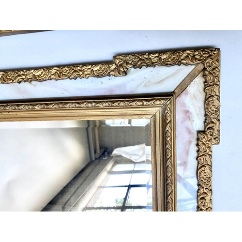 183 - WALL MIRRORS, a pair, rectangular late 19th/early 20th century gilt and marble framed. (2)