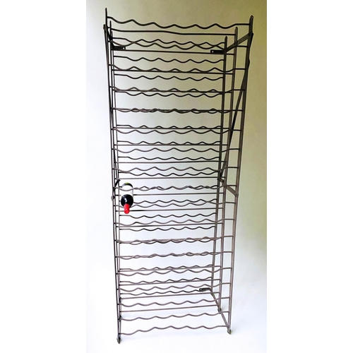 184 - DOUBLE WINE RACK, vintage French wrought iron standing, 191cm L x 47cm D x 75cm W.