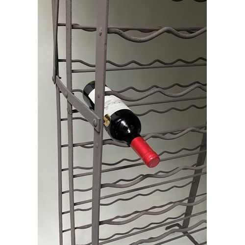 184 - DOUBLE WINE RACK, vintage French wrought iron standing, 191cm L x 47cm D x 75cm W.