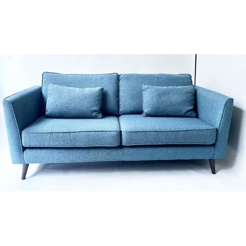 177 - SOFA BY SOFA WORKSHOP, 1960's style blue upholstered with splay supports, 184cm W.