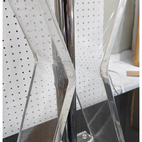 557 - TABLE LAMP, contemporary design, lucite and chrome, with shade, 80cm H x 43cm x 22cm.