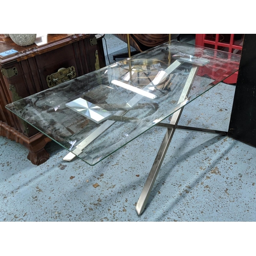 556 - LOW TABLE, 121.5cm x 60.5cm x 45.5cm, contemporary design, bevelled glass top.