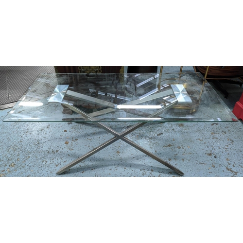 556 - LOW TABLE, 121.5cm x 60.5cm x 45.5cm, contemporary design, bevelled glass top.