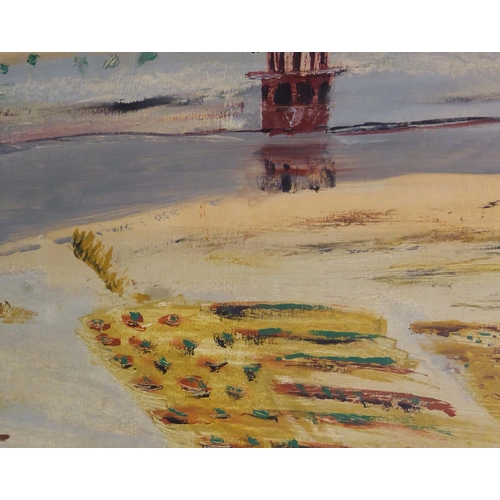 82 - NIAMH COLLINS 'View from Fort Agra', oil on paper, signed lower right, labelled verso, 52cm x 71cm, ... 