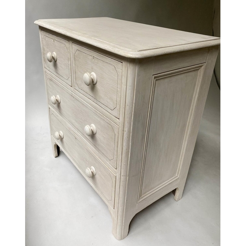 155 - VICTORIAN PAINTED CHEST, grey painted and black lined, with two short and two long drawers, 93cm x 5... 