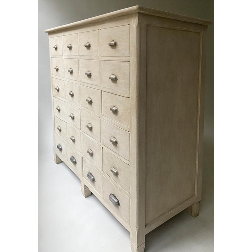 107 - BANK OF DRAWERS, early 20th century, grey painted with twenty-four drawers, 114cm W x 132cm H x 52cm... 