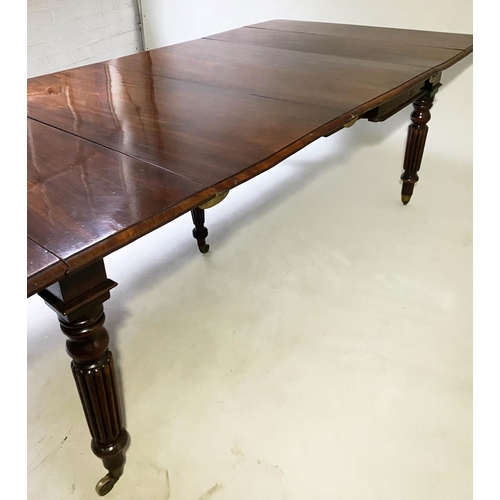 114 - DINING EXTENDING TABLE, early 19th English Gillows style, figured mahogany, drop flap with two addit... 