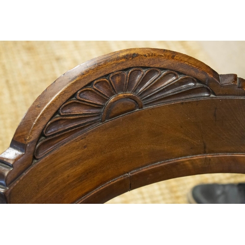 159 - DESK CHAIR, 79cm H x 59cm W, Victorian mahogany, circa 1870, with padded swivel seat in tan leather.