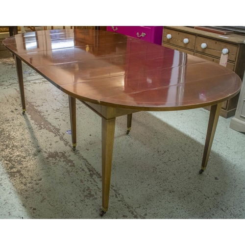 163 - DINING TABLE, 76cm H x 114cm W x 57cm L, 221cm extended, American mahogany with three extra leaves a... 