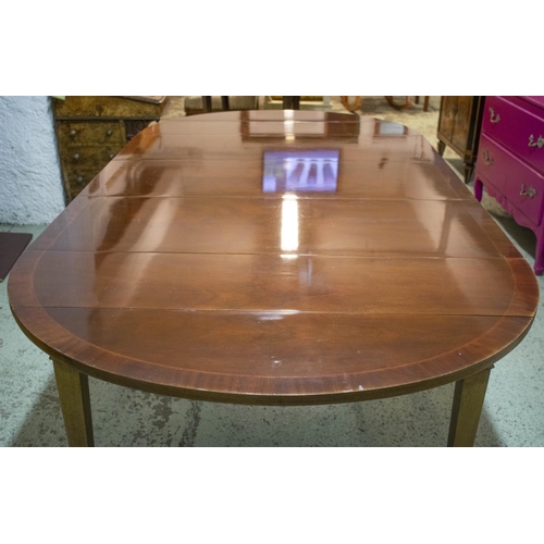 163 - DINING TABLE, 76cm H x 114cm W x 57cm L, 221cm extended, American mahogany with three extra leaves a... 