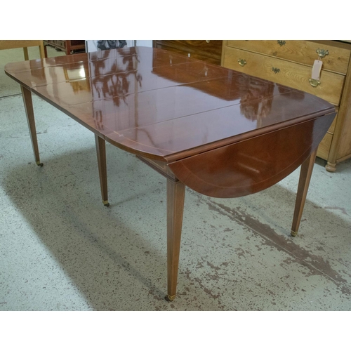 163 - DINING TABLE, 76cm H x 114cm W x 57cm L, 221cm extended, American mahogany with three extra leaves a... 