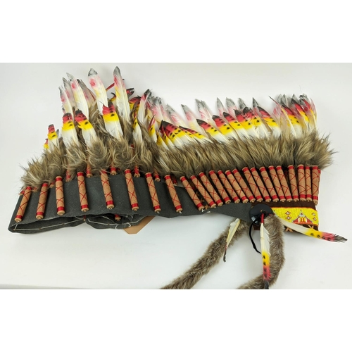 552 - CHIEF FEATHERED HEAD PIECE, a pair, recent production, late 20th century. (2)