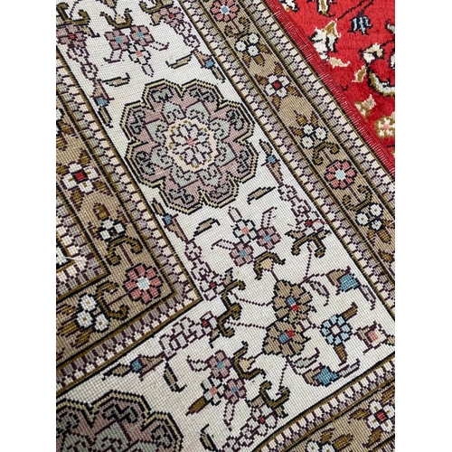 6 - FINE PURE SILK TEHRAN DESIGN RUG, 240cm x 155cm.