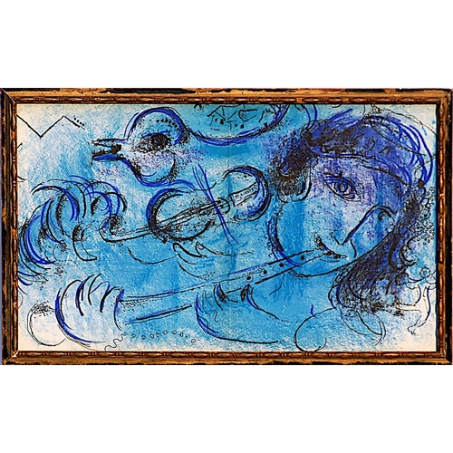 67 - MARC CHAGALL 'Le Joueur de Flute', 1957, original lithograph in colours, printed by Mourlot, 40cm x ... 