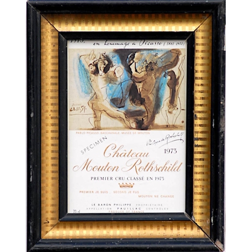 72 - PABLO PICASSO 'Château Mouton Rothschild Wine label', signed and dated in the plate, 14.5cm x 10cm, ... 
