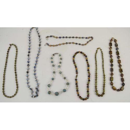 87 - A COLLECTION OF ASSORTED AGATE NECKLACES, mid and late 20th century, various coloured beads (qty).