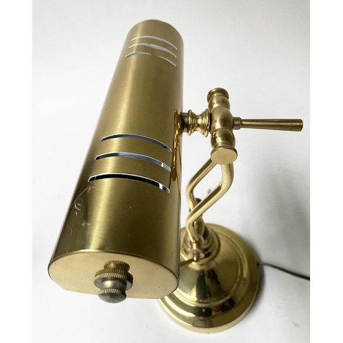 152 - BANKERS LAMPS, a pair, 20th century brass adjustable, 40cm H. (2)
