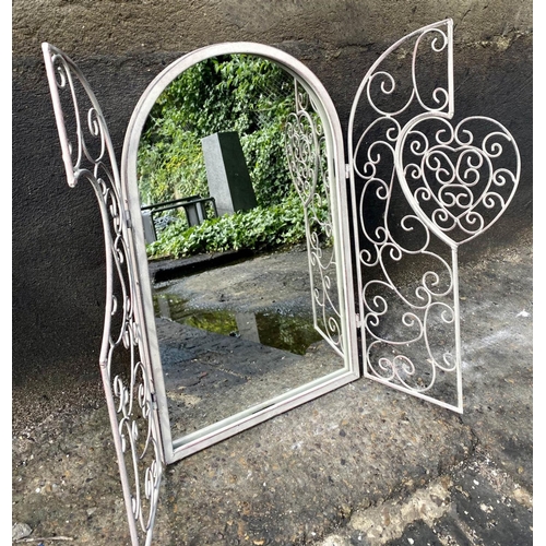 578 - ARCHITECTURAL GARDEN WALL MIRRORS, a set of four, gated design, 50cm x 32cm. (4)