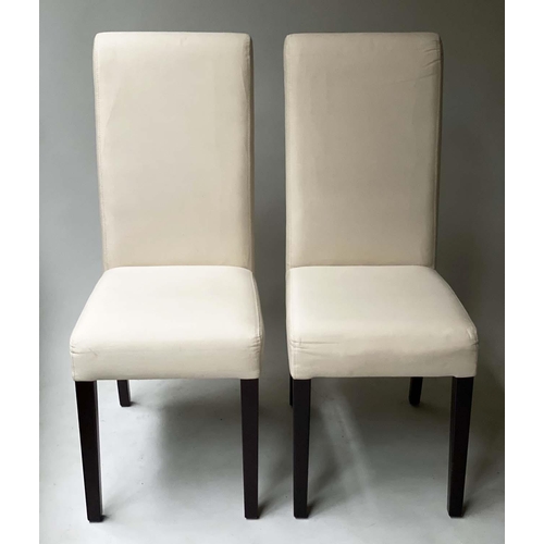 575 - OKA SIDE CHAIRS, a pair calico covered 39cm W