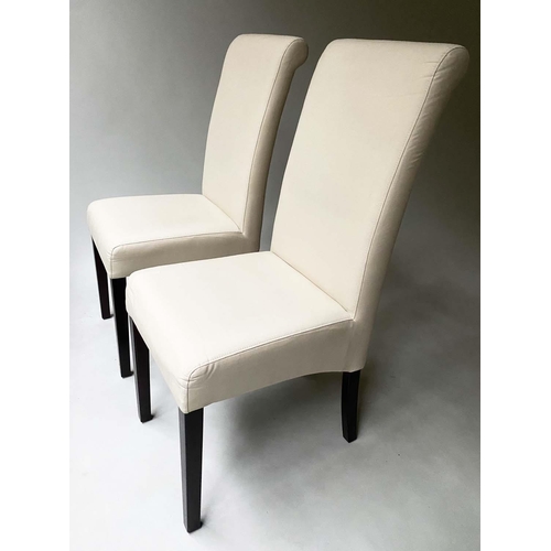 575 - OKA SIDE CHAIRS, a pair calico covered 39cm W