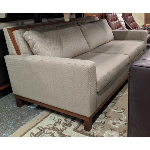 572 - SOFA, 202cm W, contemporary design, herringbone upholstery.