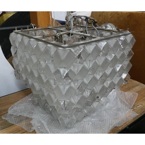 571 - CEILING LIGHT, 70cm drop approx, with oversized crystal detail.