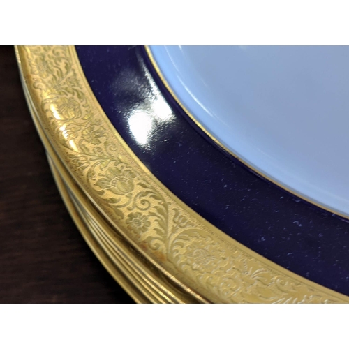 104 - DINNER SERVICE, Rosenthal Germany, prima Donna 2315 cobalt blue rim with gold trim comprising twelve... 
