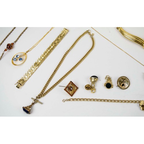 98 - COLLECTION OF JEWELLERY, including a diamante leopards head pendant necklace, glass bead necklace, b... 