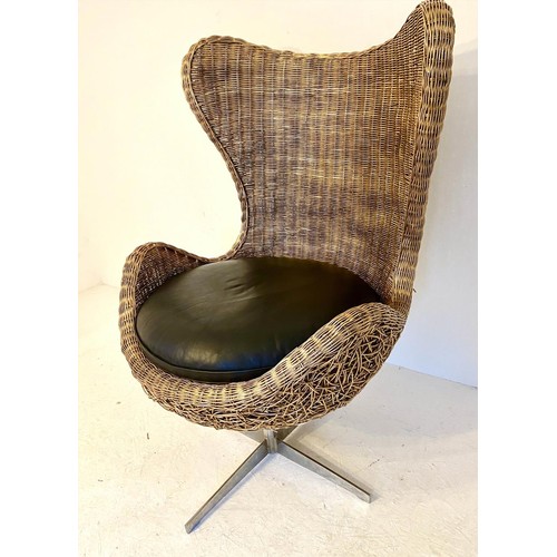 ARNE JACOBSEN INSPIRED RATTAN EGG STYLE CHAIR 121cm x 83cm x 80cm