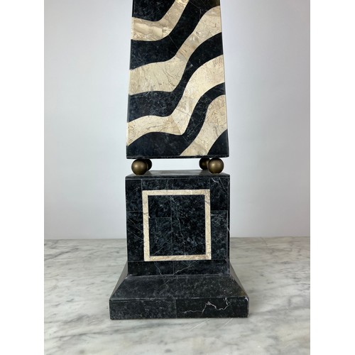 27 - OBELISK, in the manner of Maitland-Smith, tessellated marble of substantial size, 92cm H.