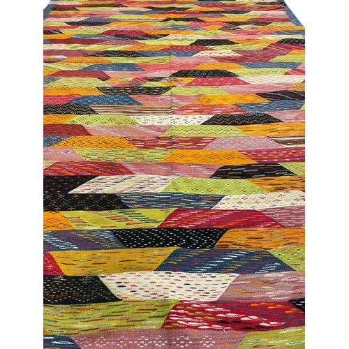 121 - MOROCCAN HIGH ATLAS MOUNTAINS KILIM, 297cm x 187cm.