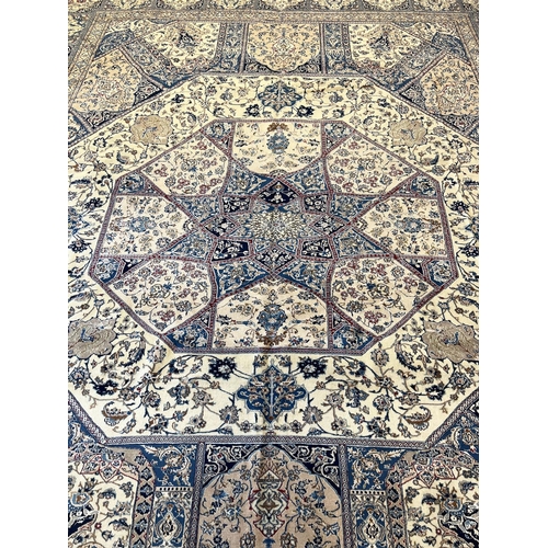 123 - VERY FINE PART SILK ISPHAHAN GONBAD DESIGN CARPET, 400cm x 328cm.