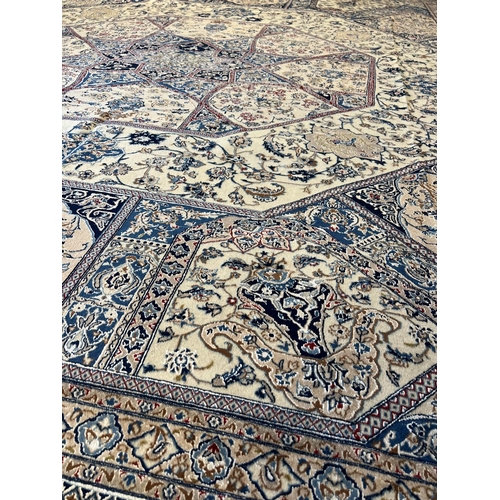 123 - VERY FINE PART SILK ISPHAHAN GONBAD DESIGN CARPET, 400cm x 328cm.