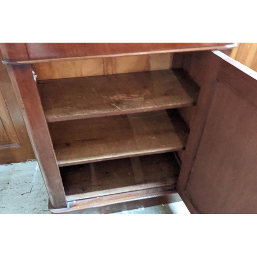 186 - GLAZED BOOKCASE, 76cm x 216cm H x 38cm, Victorian mahogany in two sections with fixed shelves.