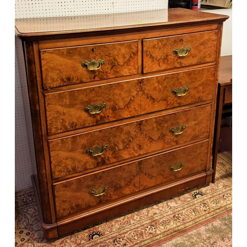 187 - CHEST, 50cm x 118cm H x 117cm, Victorian walnut and burr walnut with two short over three long drawe... 