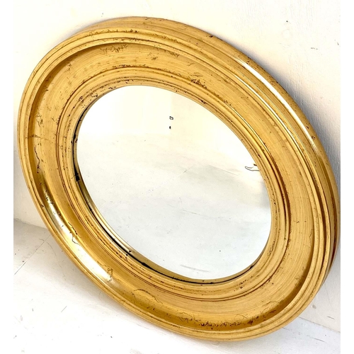 577 - CONVEX BUTLER WALL MIRRORS, a pair, Regency style, gilt frames, 74cm x 74cm. (2)