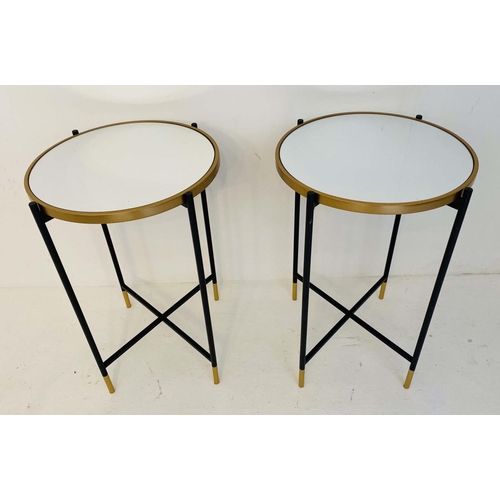 580 - SIDE TABLES, a pair, 71cm H x 49cm diam., Italian style. (2)