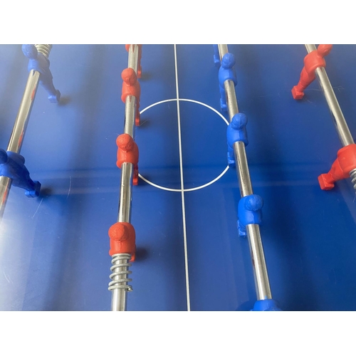 605 - TABLE FOOTBALL, 146cm W x 96cm H x 76cm D, 1990s red white and blue, Sports Aid model.