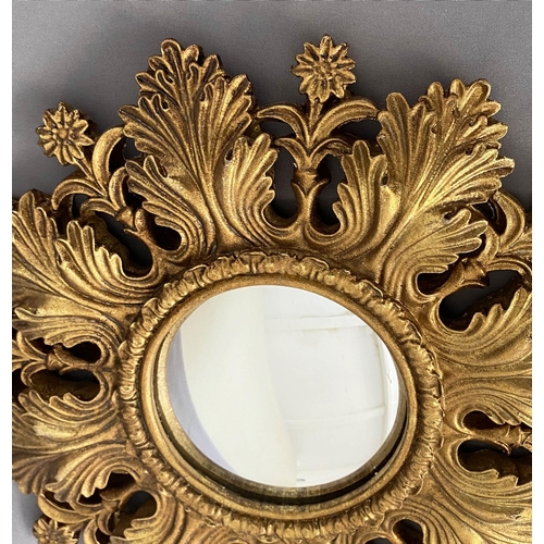 589 - CONVEX MIRRORS, a set of nine, gilt frames, various sizes, 26cm diam at largest. (9)