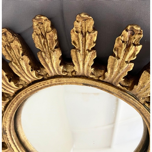 589 - CONVEX MIRRORS, a set of nine, gilt frames, various sizes, 26cm diam at largest. (9)