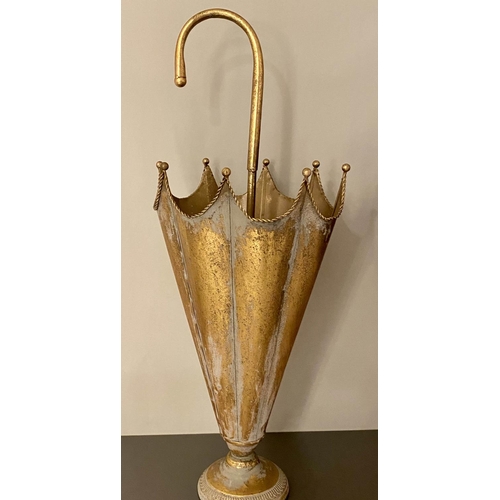 592 - UMBRELLA STANDS, a pair, each 79cm H x 30cm D, gilt metal bodies, in the form of inverted umbrellas.... 