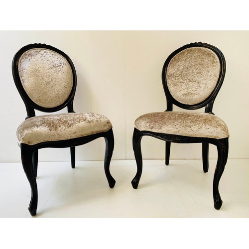 595 - SIDE CHAIRS, a pair, crushed velvet upholstery, ebonised frames, 95cm x 53cm x 50cm. (2)