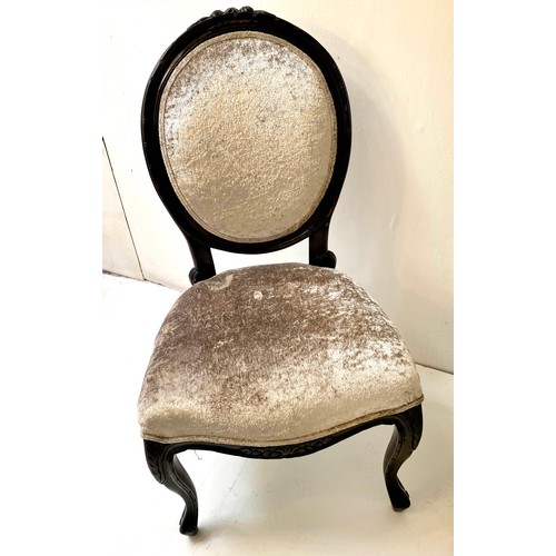 595 - SIDE CHAIRS, a pair, crushed velvet upholstery, ebonised frames, 95cm x 53cm x 50cm. (2)