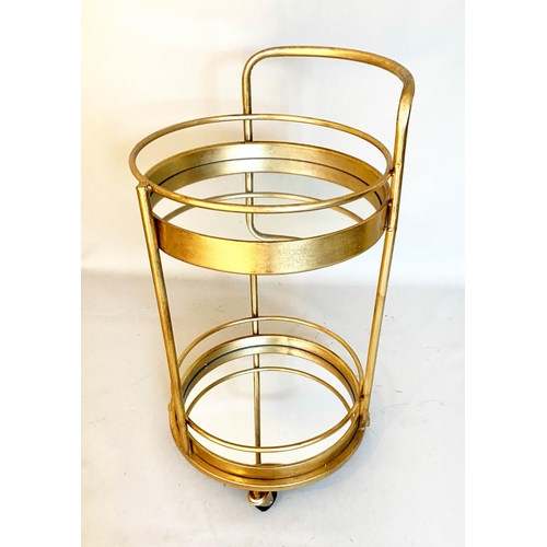 597 - DRINKS TROLLEY, 77cm x 42cm, 1960's French style, gilt metal and mirror.