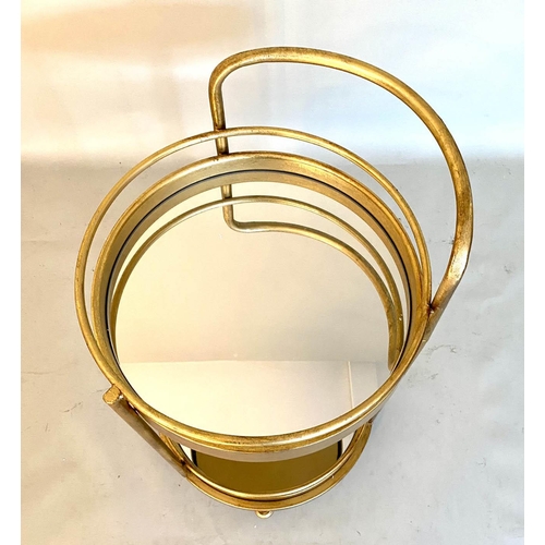 597 - DRINKS TROLLEY, 77cm x 42cm, 1960's French style, gilt metal and mirror.