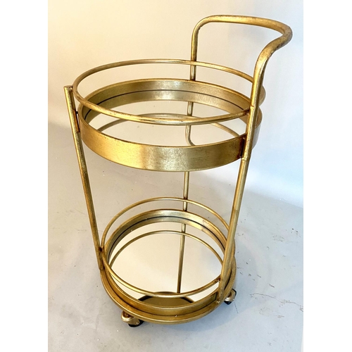 597 - DRINKS TROLLEY, 77cm x 42cm, 1960's French style, gilt metal and mirror.