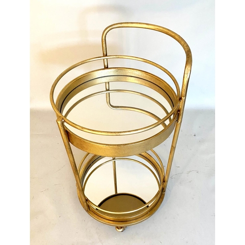 597 - DRINKS TROLLEY, 77cm x 42cm, 1960's French style, gilt metal and mirror.