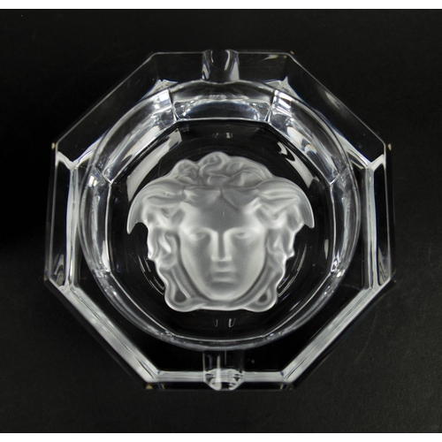 19 - LALIQUE NOGENT BOWL, clear glass with four frosted sparrows, a Rosenthal Versace medusa ashtray and ... 