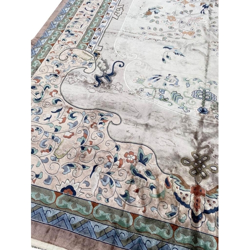 105 - FINE PURE SILK CANTONESE CARPET, 360cm x 270cm.