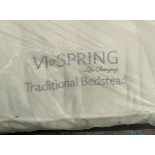 600 - VISPRING LIFE CHANGING TRADITIONAL BEDSTEAD MATTRESS, with leather upholstered bed frame, 210cm W ap... 